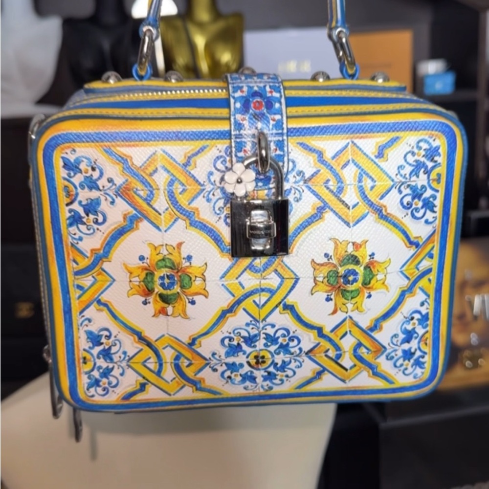 Stylish Yellow and Blue Patterned Women's Bag